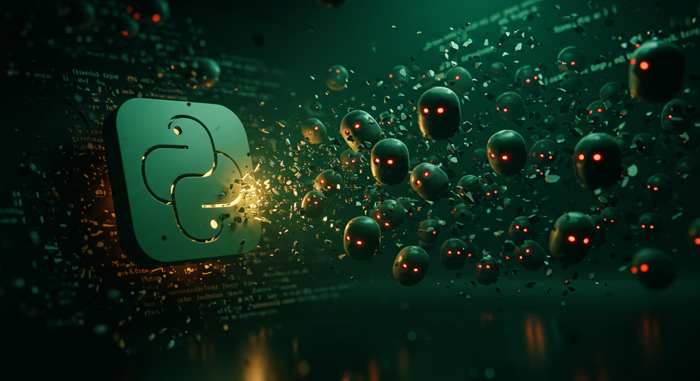 Eye-catching visual of Python package, PyPI repository, info-stealer
 and  AI technology vibes