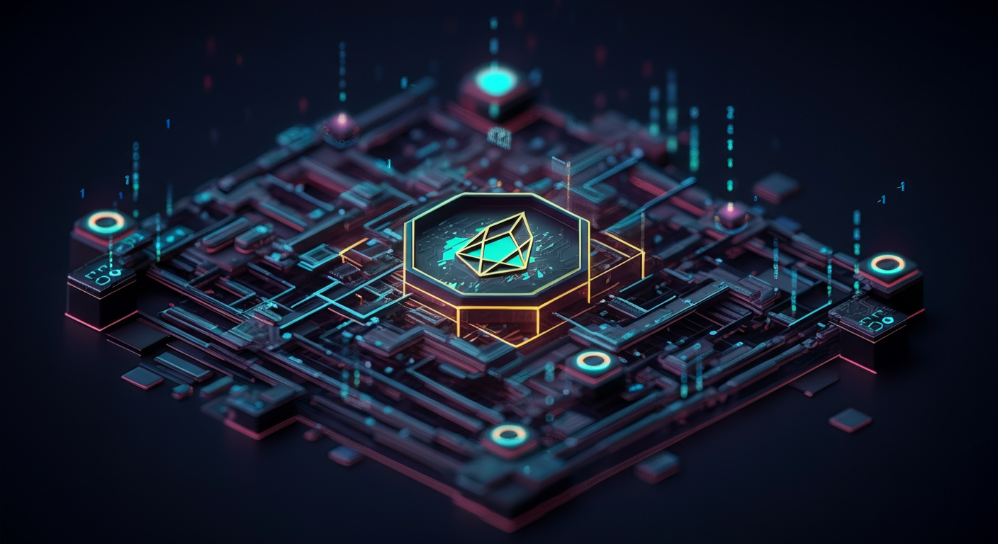 EOS technology and blockchain network illustration