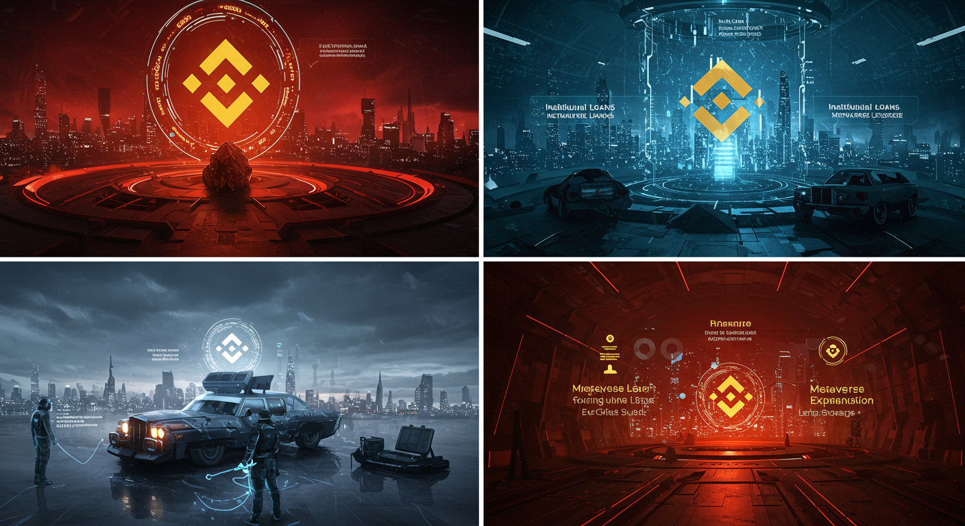 Eye-catching visual of Binance, Institutional Loans, Leverage
 and  Metaverse vibes
