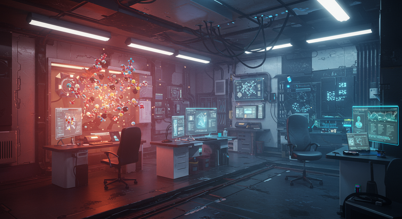 Eye-catching visual of FLock.io, AIGEN Sciences, drug discovery
 and  Metaverse vibes