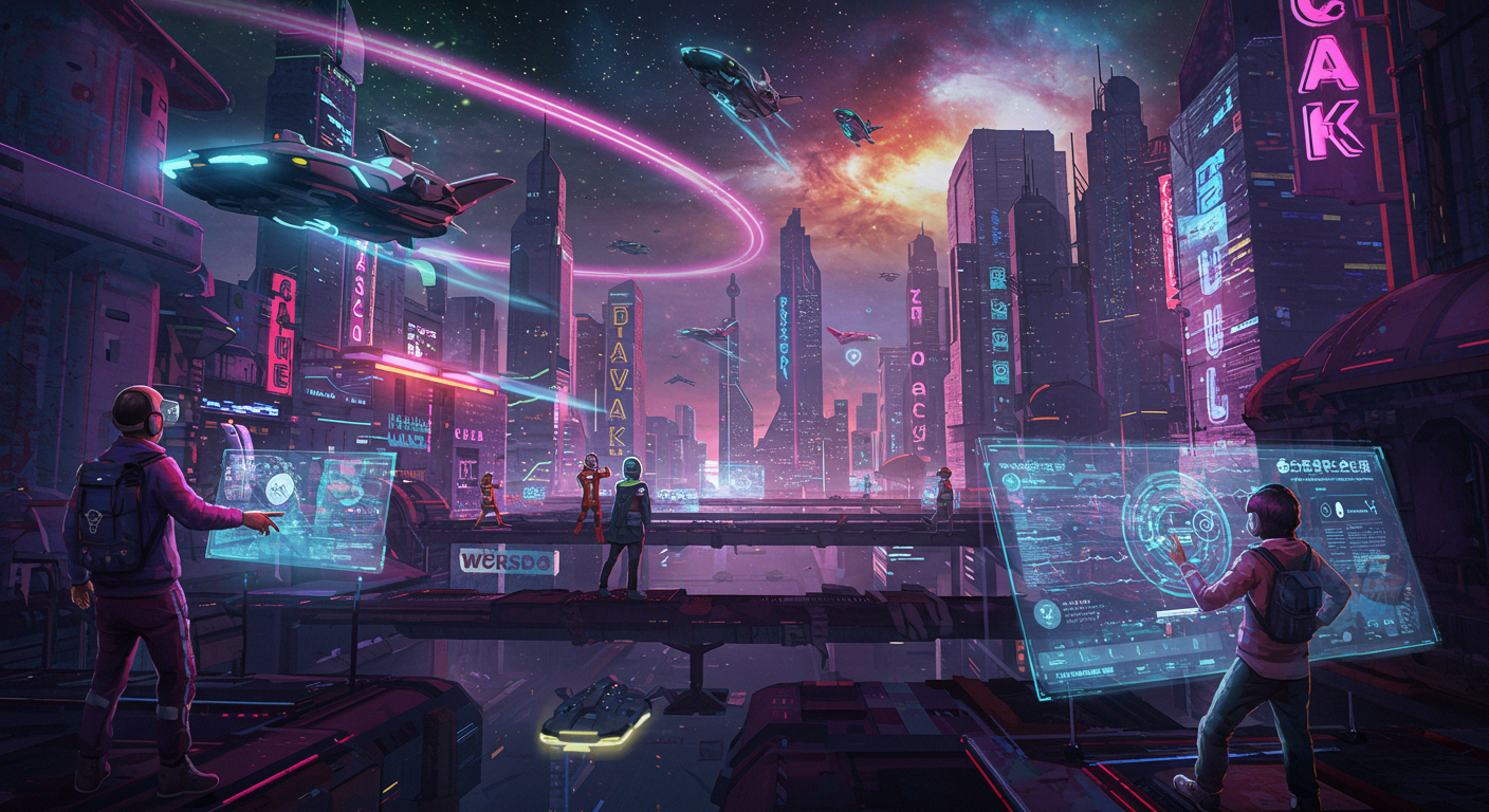 Eye-catching visual of WeWake, blockchain, SpacePay
 and  Metaverse vibes