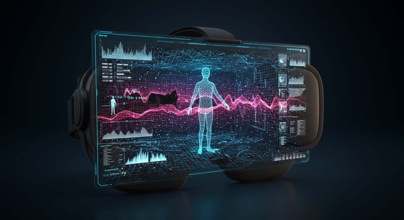 VR hardware, LiDAR, virtual worlds Metaverse illustration