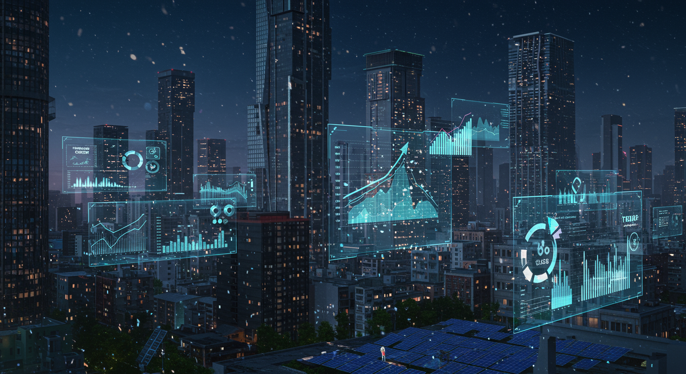 Future potential of tokenized clean energy, blockchain-based platform, yield-generating opportunities
represented visually