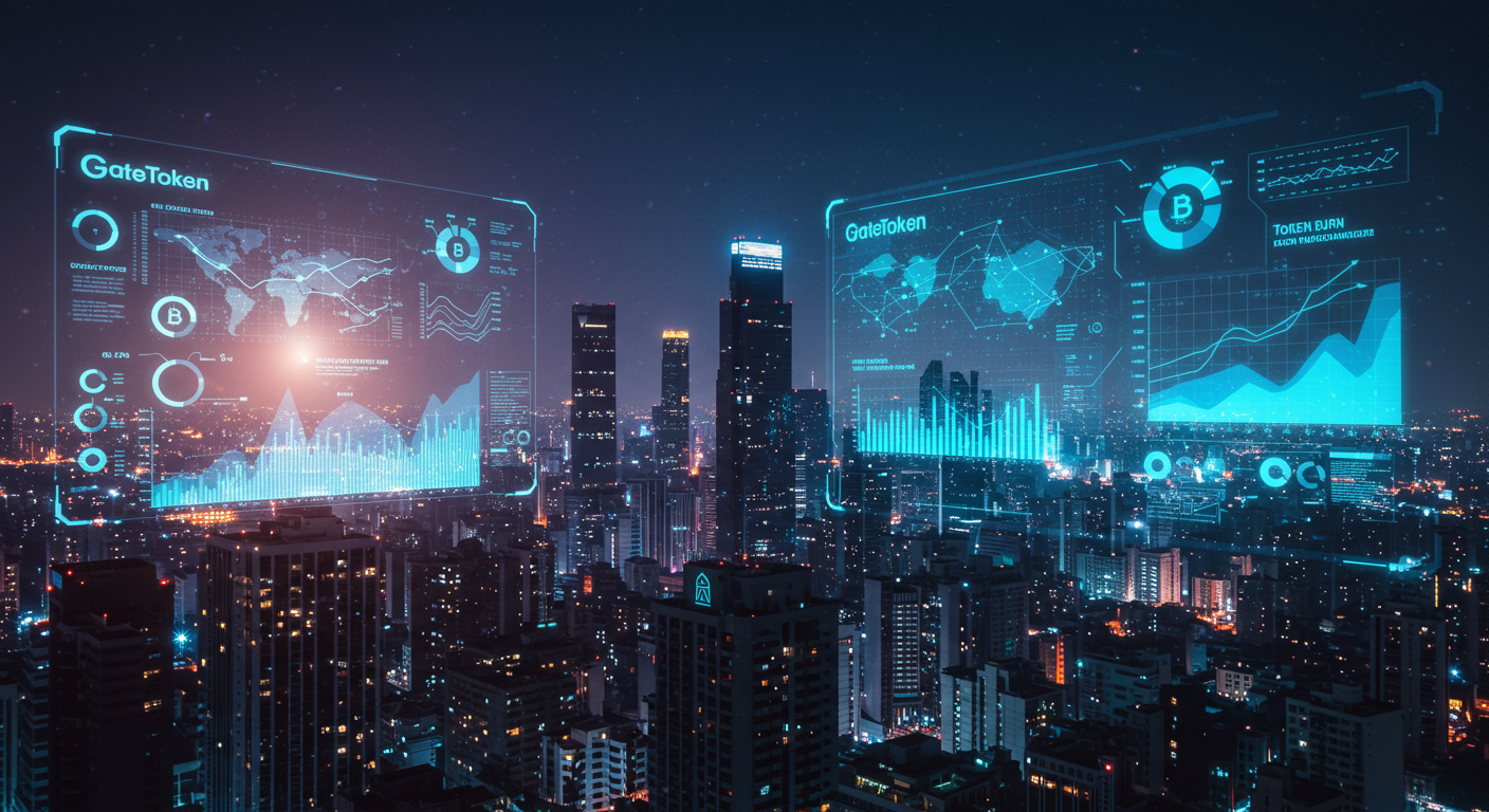 Future potential of GateToken, token burn, blockchain
represented visually