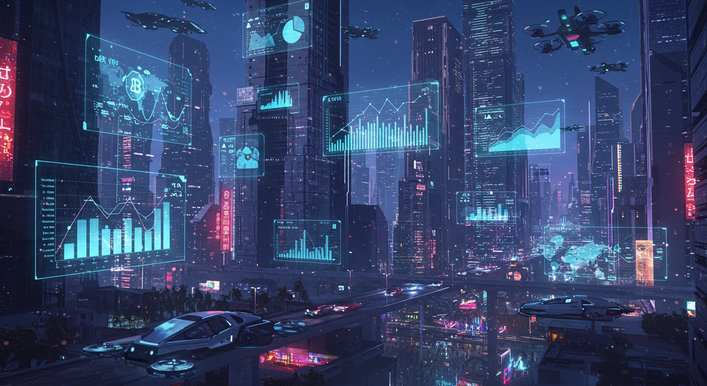 Future potential of AI, blockchain, DeFi
represented visually