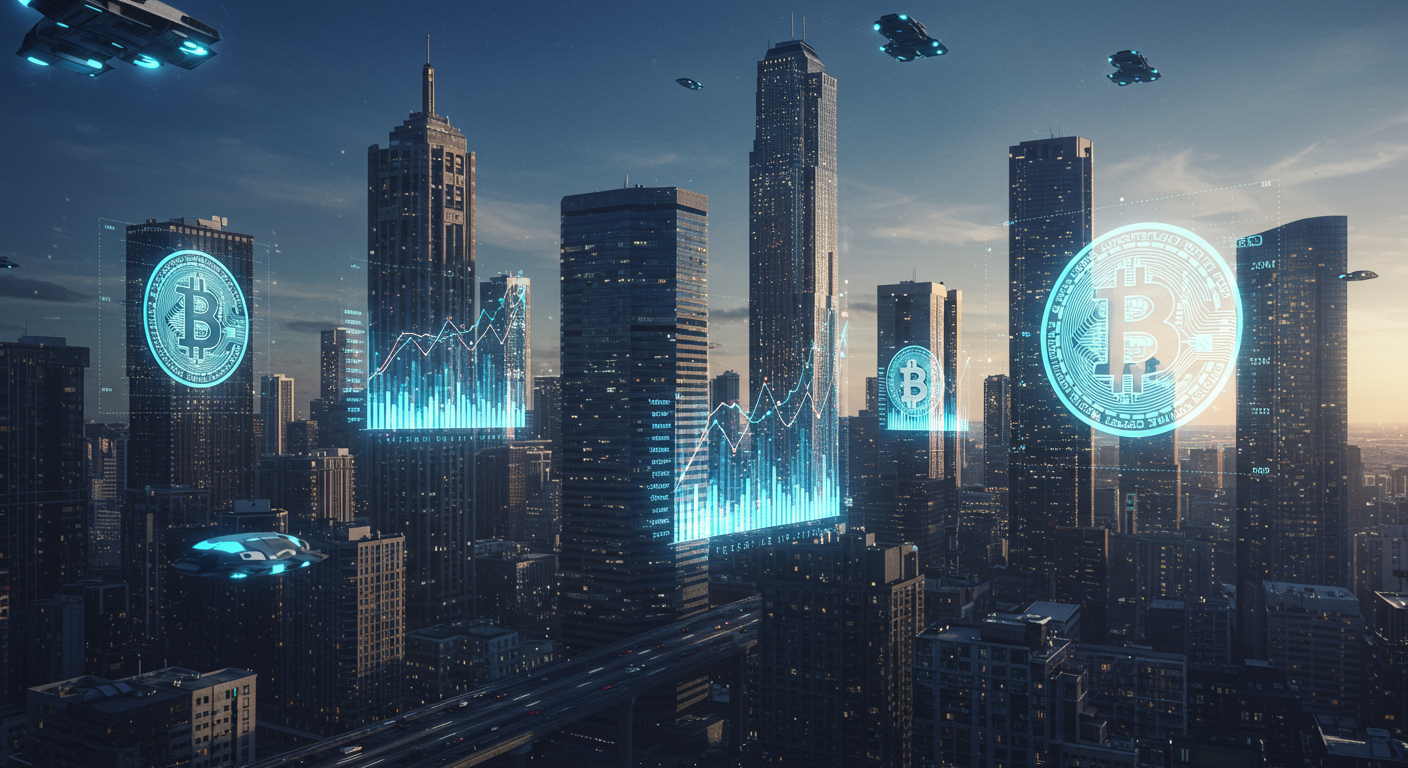 Future potential of MiningToken, cloud mining, Bitcoin represented visually