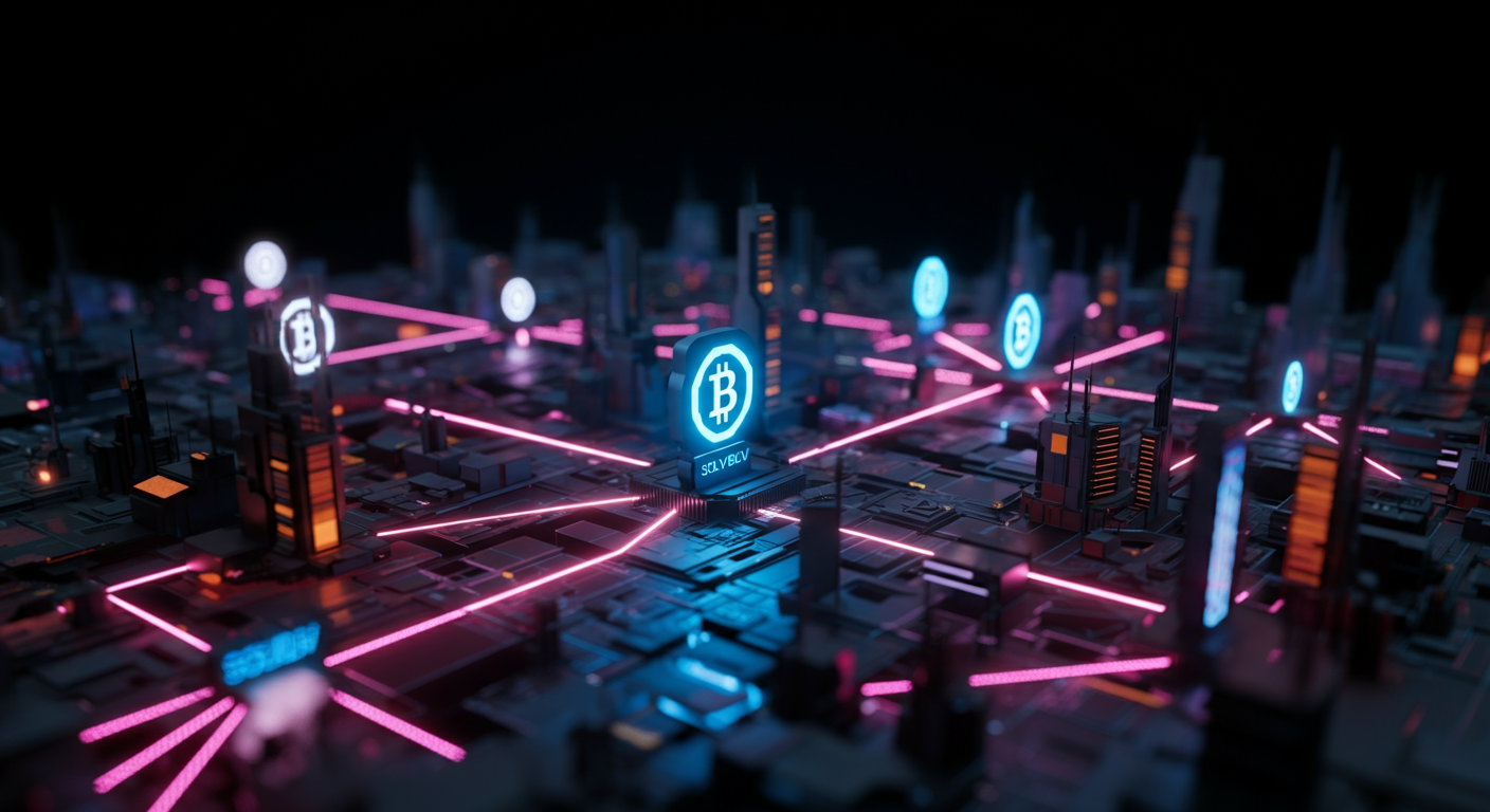 Solv Protocol SolvBTC SOLVBTC technology and blockchain network illustration