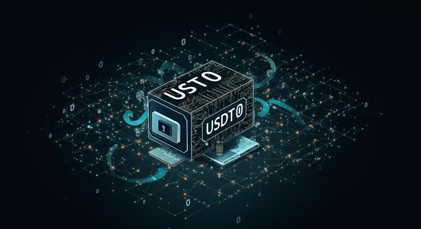 USDT0 technology and blockchain network illustration