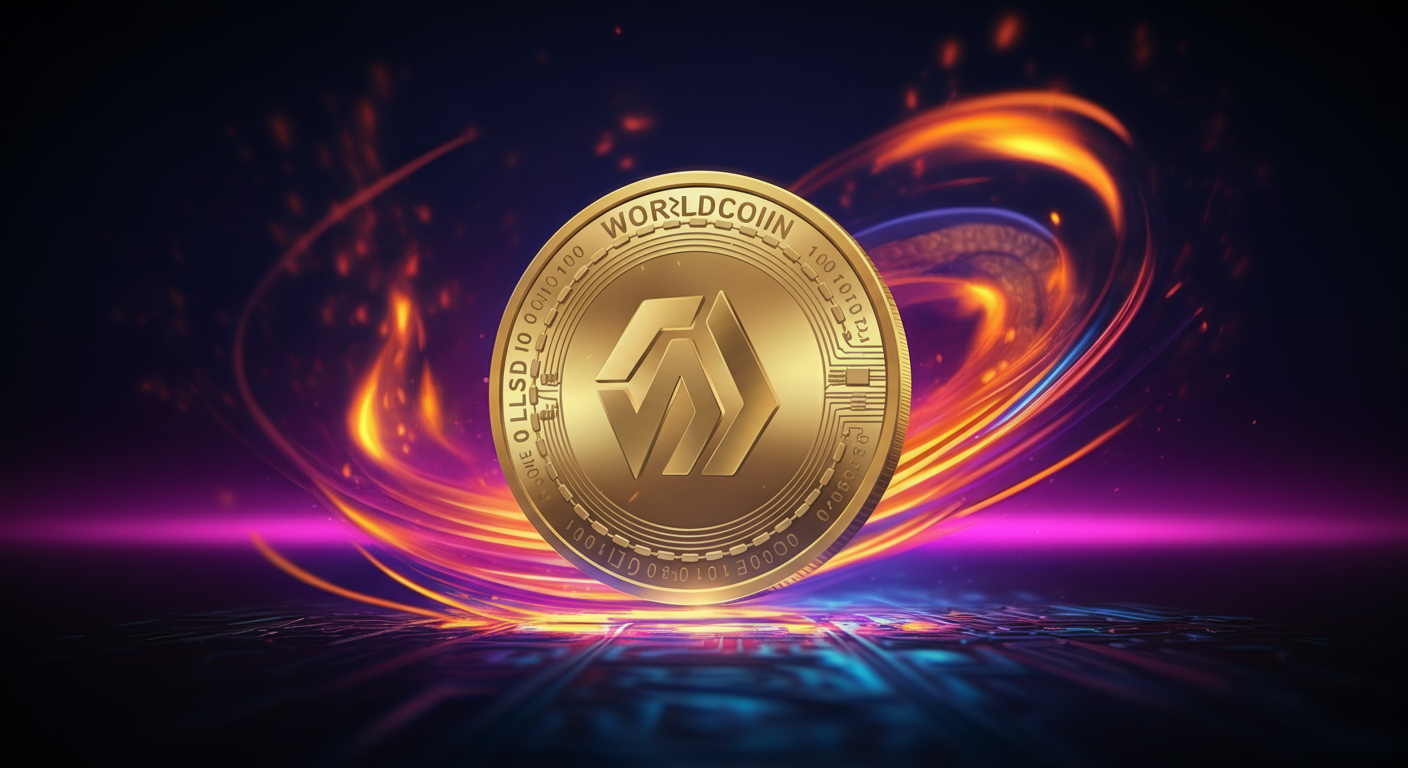 Eye-catching visual of Worldcoin WLD and cryptocurrency vibes