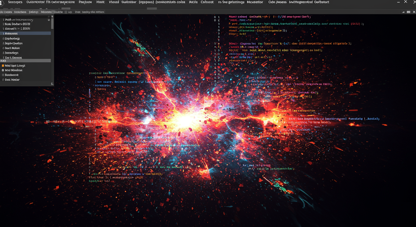 Eye-catching visual of Visual Studio Code, GitHub Copilot Chat, Large Language Models
and AI technology vibes