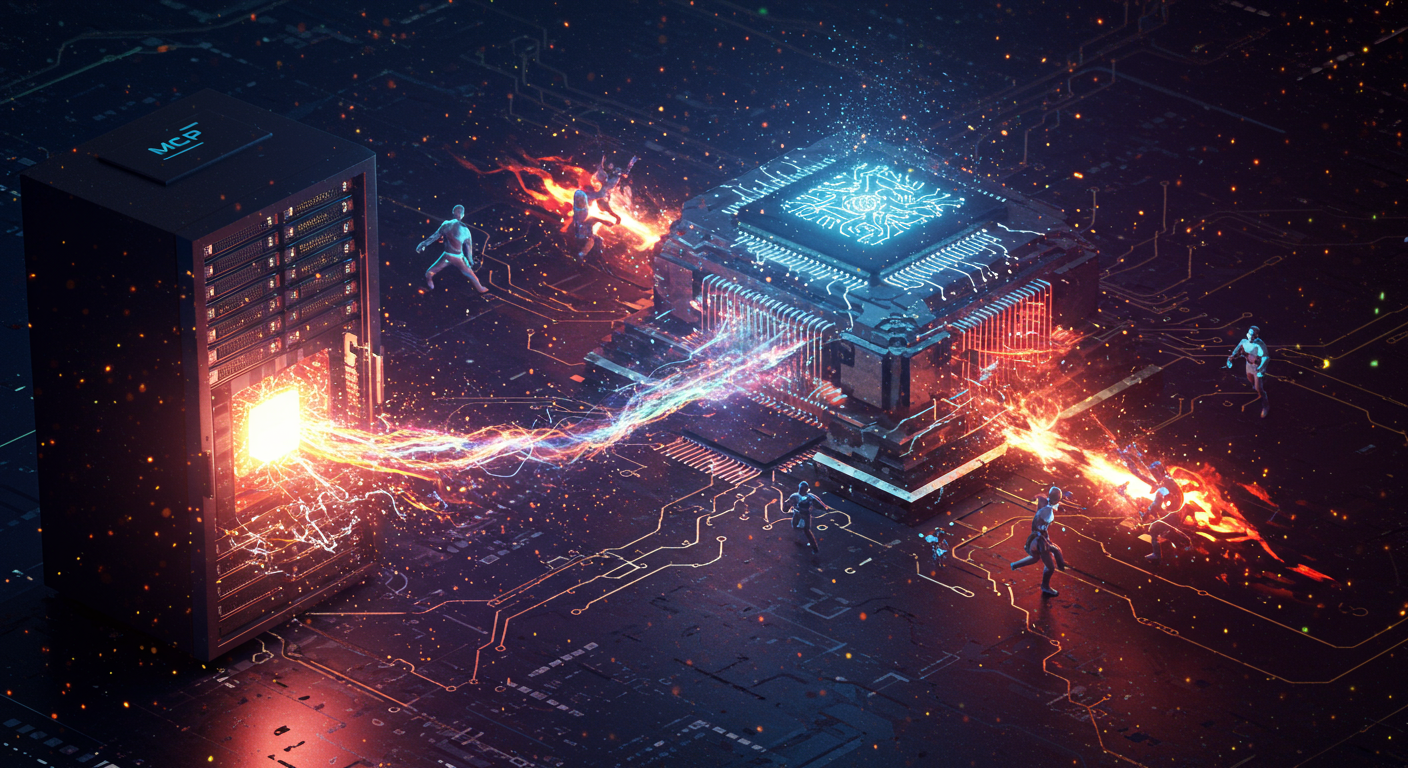 Eye-catching visual of MCP server, LLM, AI agents
and AI technology vibes