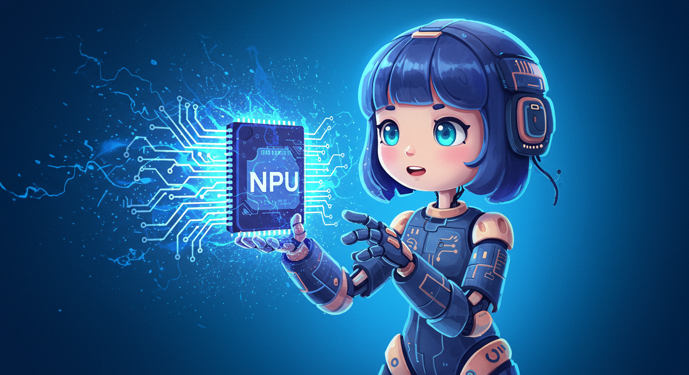 Eye-catching visual of Mu, small language model, NPU
and AI technology vibes