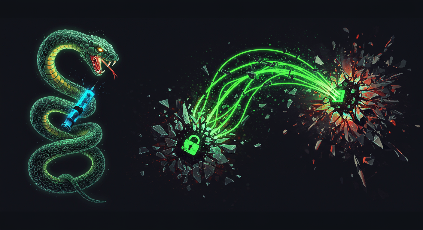 Eye-catching visual of supply chain attack, NPM, malware
 and  AI technology vibes