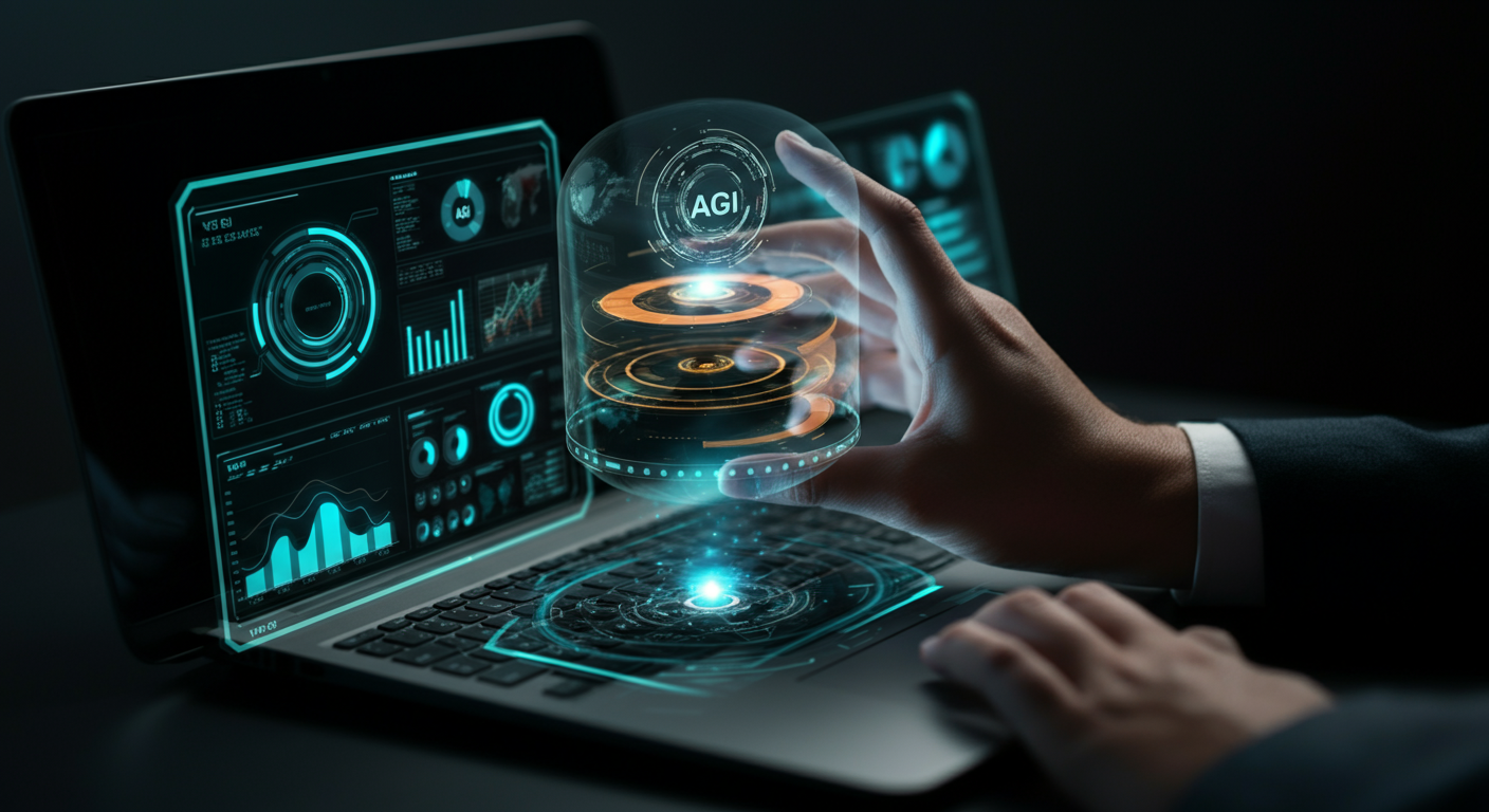 Future potential of AGI (Artificial General Intelligence) represented visually