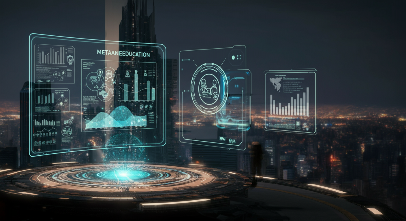 Future potential of ゲーム以外のメタバース活用例(教育・医療・不動産など) represented visually