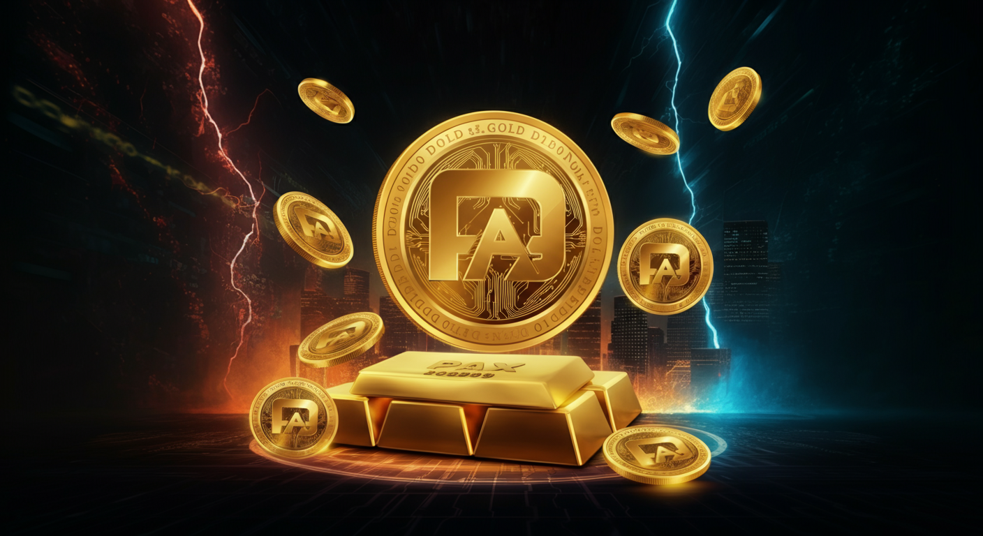 Eye-catching visual of PAX Gold PAXG and cryptocurrency vibes