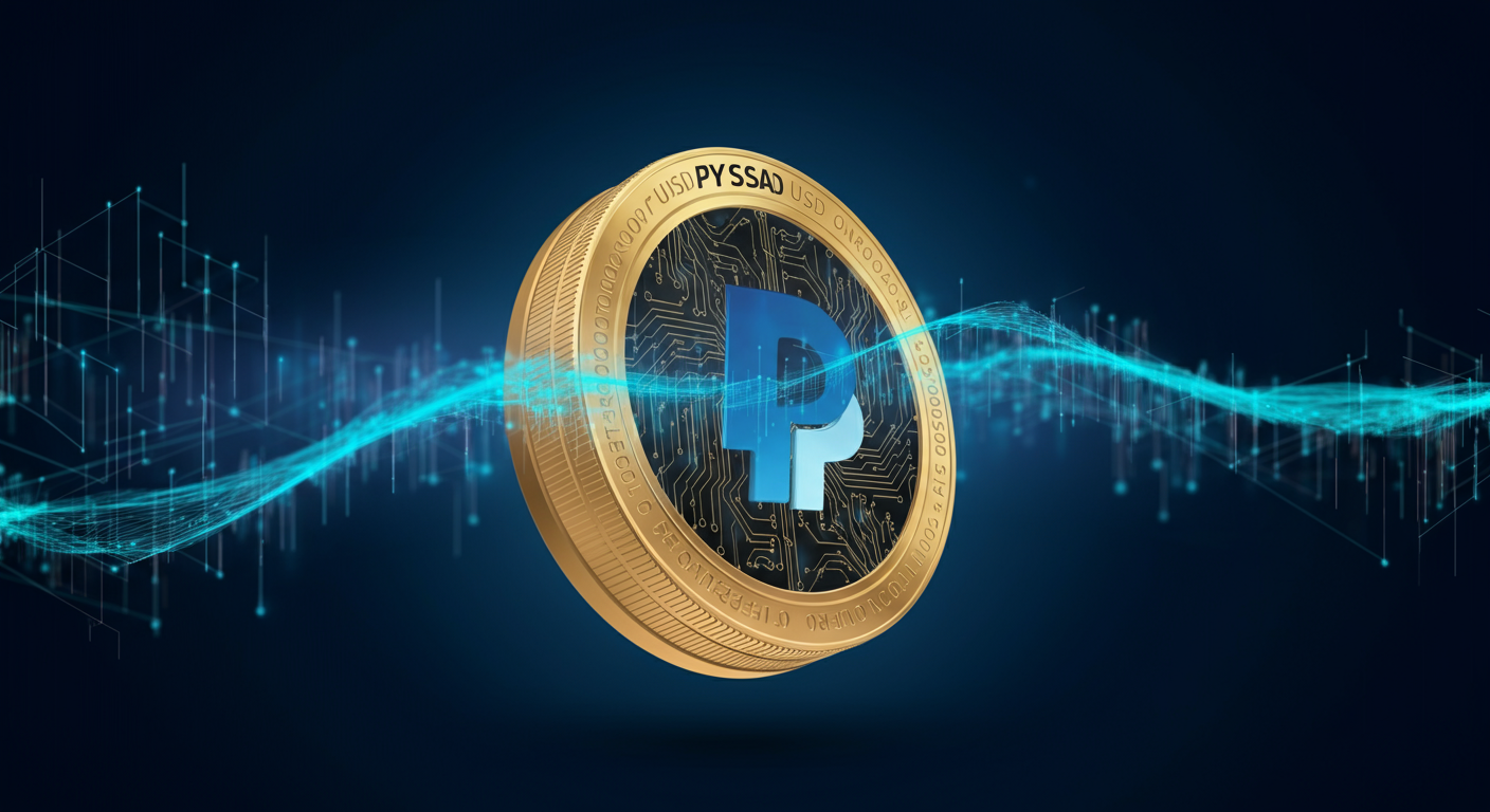 PayPal USD PYUSD technology and blockchain network illustration