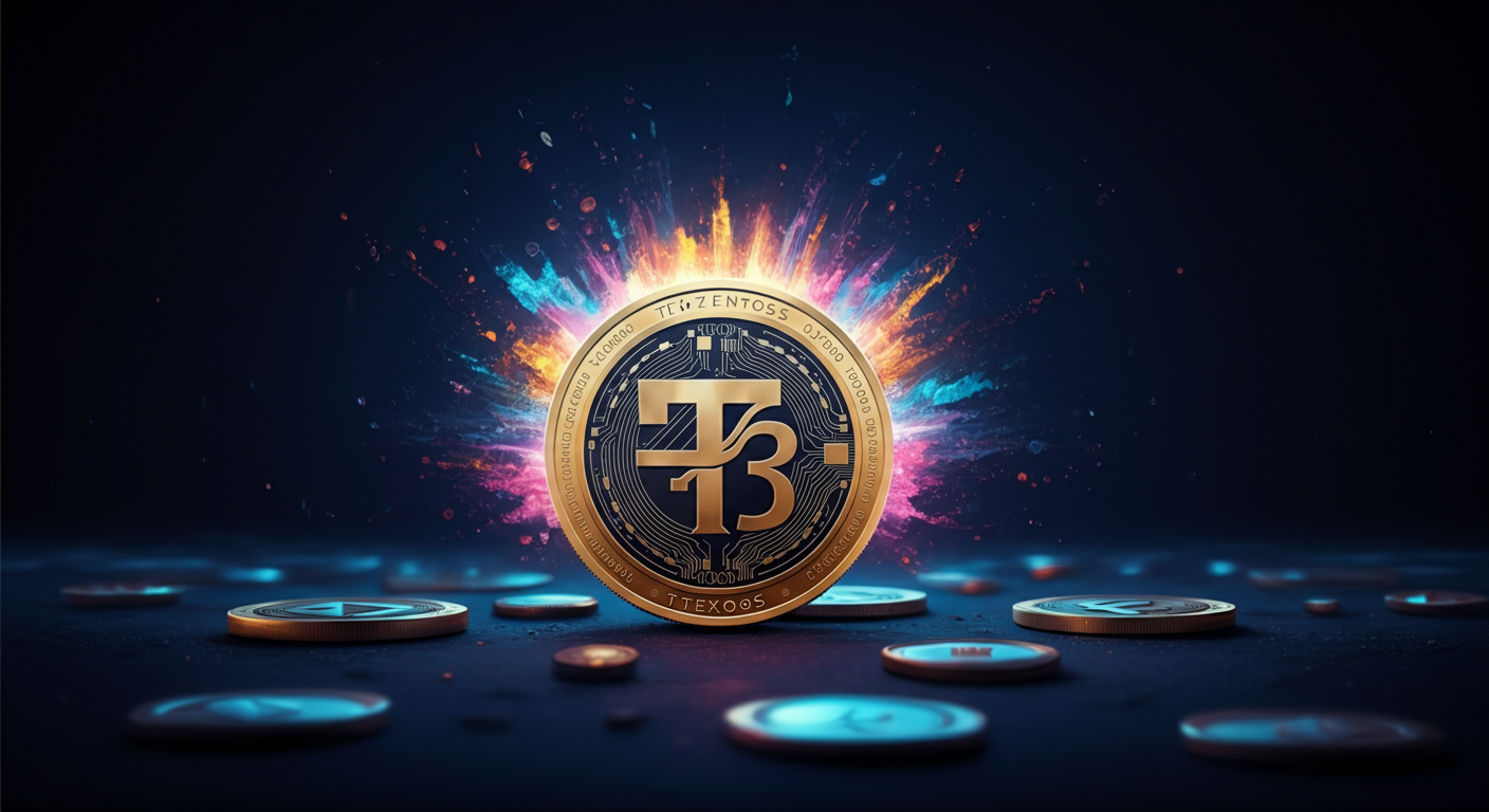 Eye-catching visual of Tezos XTZ and cryptocurrency vibes