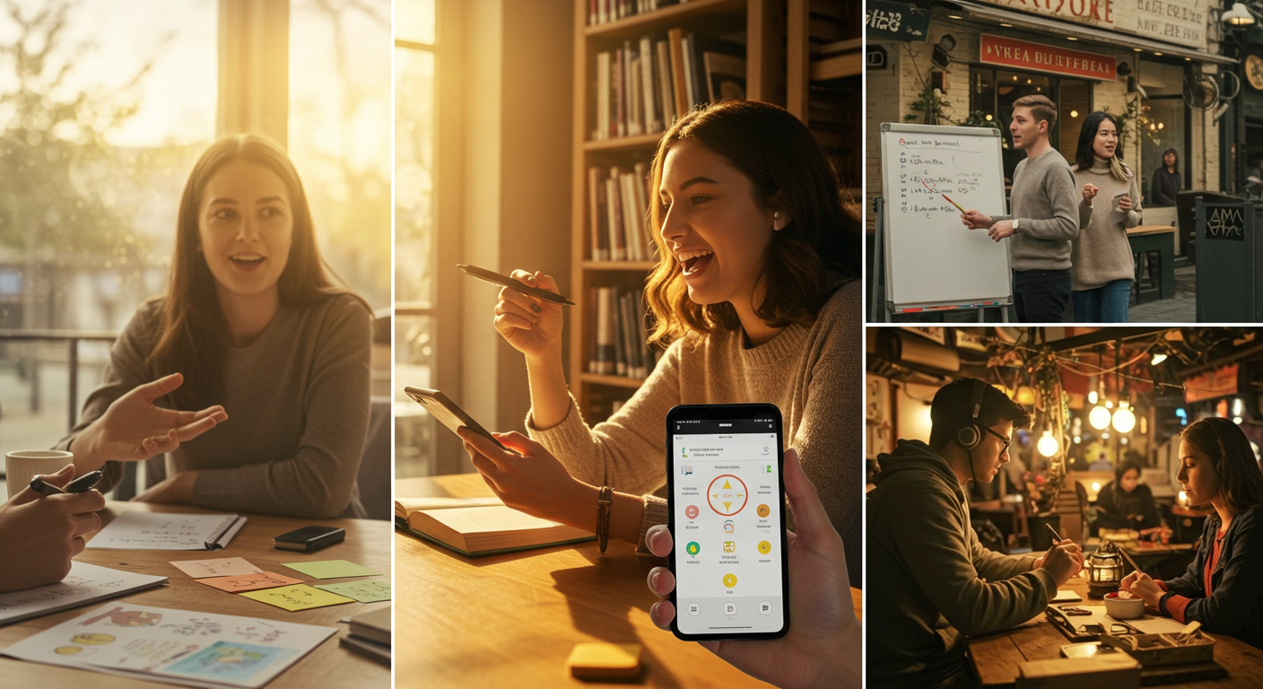 Eye-catching visual of AI Language Tutors Spaced Repetition Apps Immersion Tools and lifestyle vibe