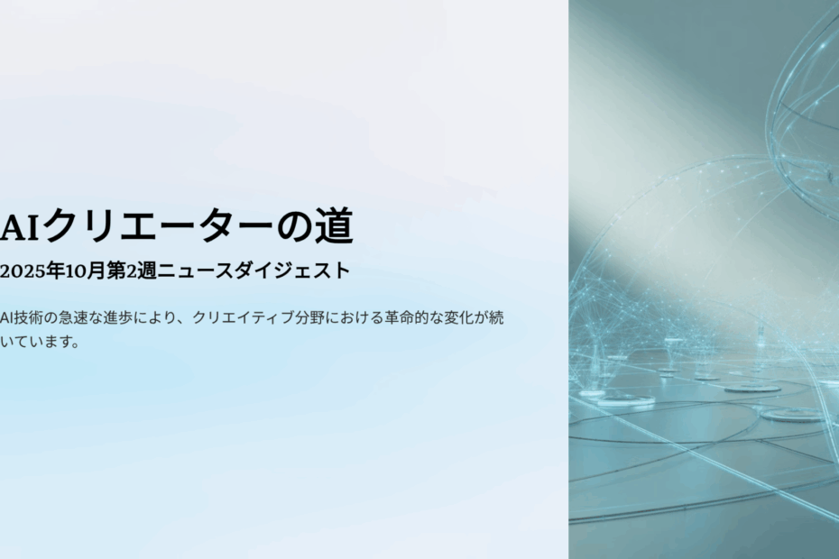 AIクリエーターの道:今週のニュースダイジェスト(2025年10月第2週)