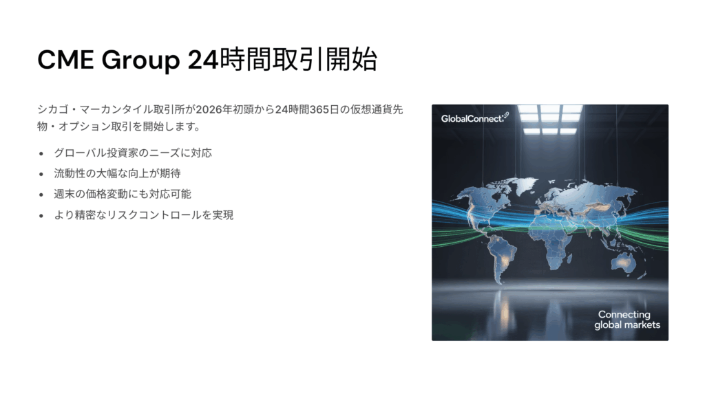 CME Group24時間取引開始 - 仮想通貨市場の新時代