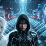 未来的なサイボーグのシーン